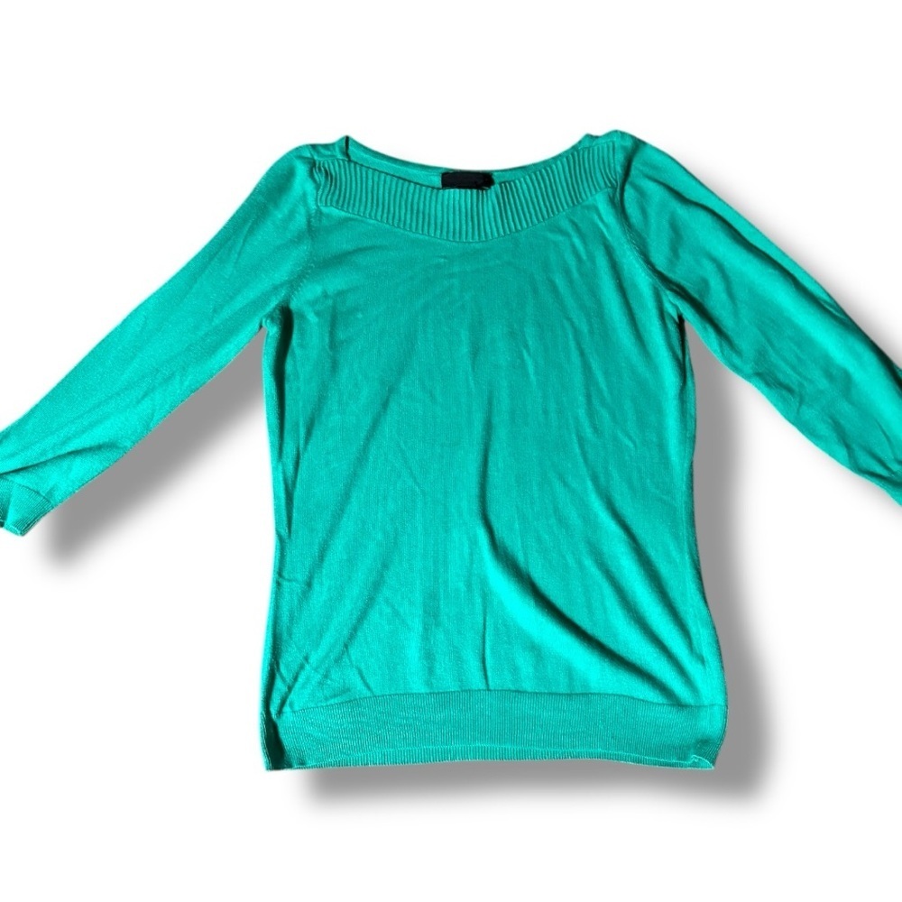 Worthington Teal Knit 3/4 Sleeve Lightweight Spring-y Sweater Top - Picture 6 of 14